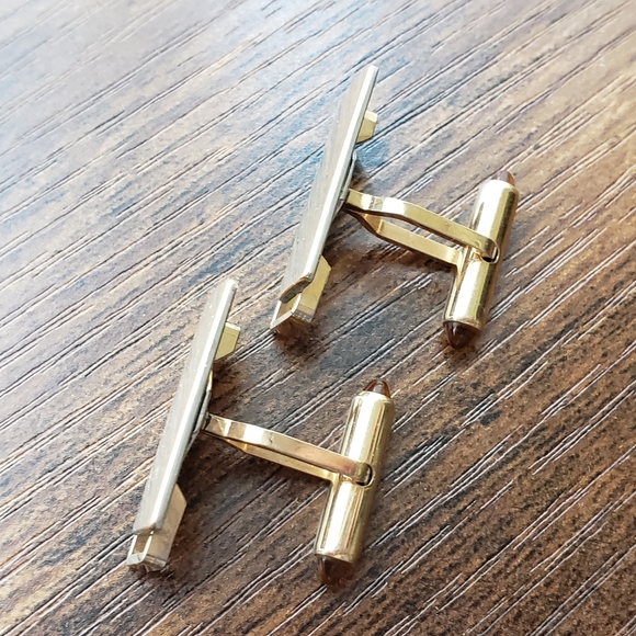 Vintage Krementz Amber Accent Cufflinks - Picture 5 of 11